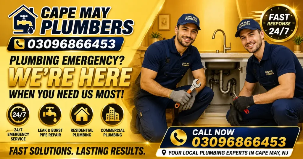 Two Cape May plumbers providing fast 24/7 emergency plumbing services in Cape May NJ