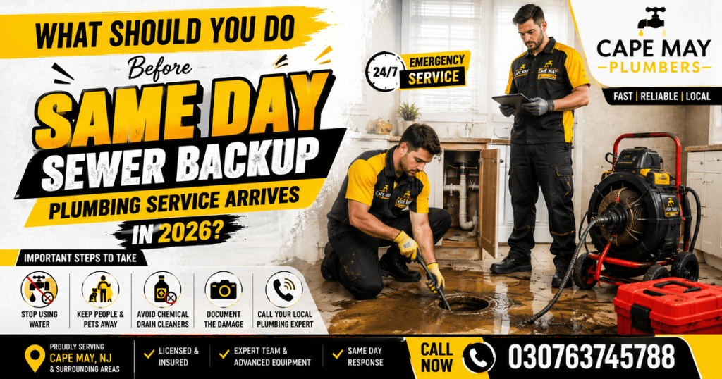plumbers providing same day sewer backup plumbing service in Cape May NJ