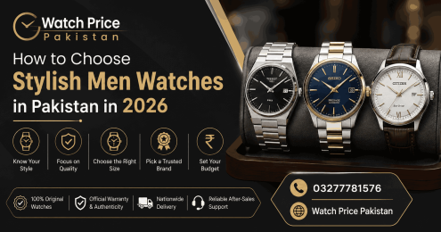 Stylish men’s watches in Pakistan 2026 with buying tips and Watch Price Pakistan contact details.