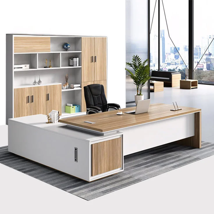 Modern wooden office table with storage drawers for home and office workspace in Pakistan