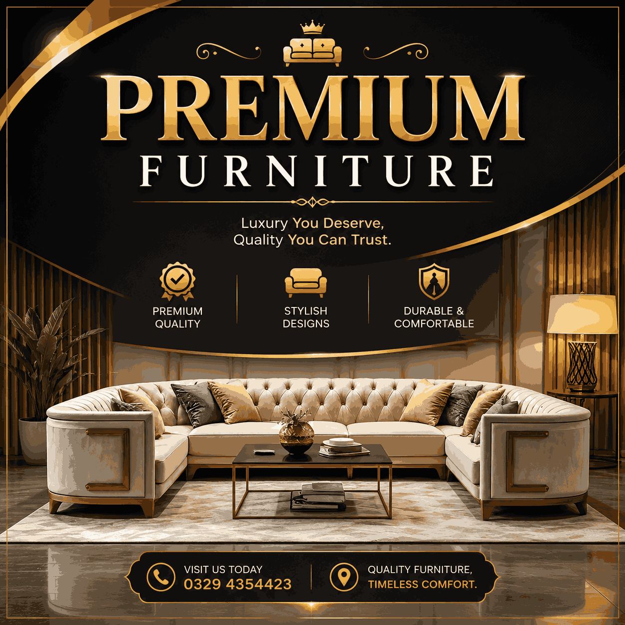 Modern wooden sofa set in Pakistan with premium fabric upholstery