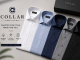 Premium men's dress shirts by COLLAR in white, blue, grey, and black colors.