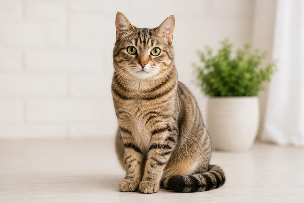 Healthy tabby cat for a cat food bowls guide