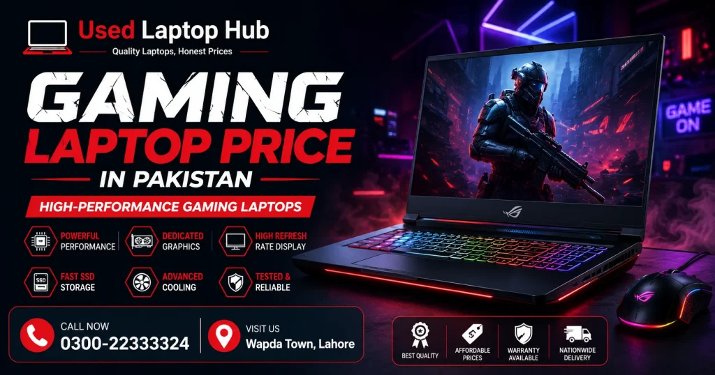 Affordable used gaming laptop with powerful processor and dedicated GPU